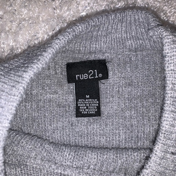 Grey cropped sweater with ties on the sides. - Picture 6 of 6